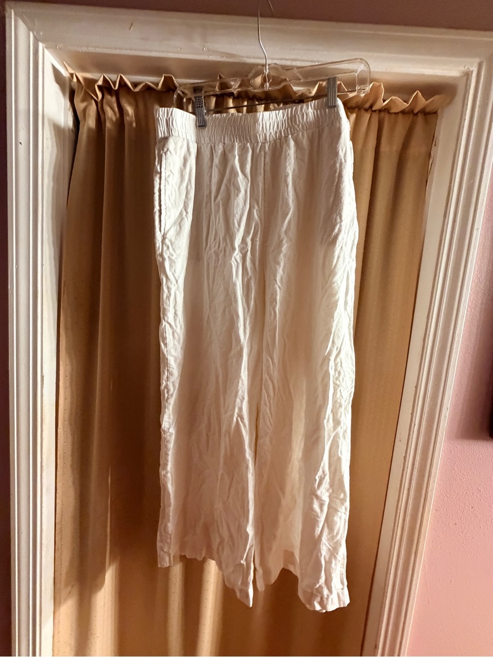 Andrew Marc Off-White Wide-Leg Linen Pants